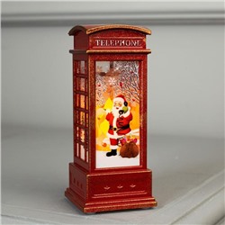 Светодиодная фигура «Телефонная будка со Дедом Морозом» 5.3 × 12 × 5.3 см, пластик, батарейки AG13х3, свечение тёплое белое