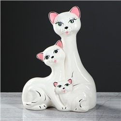 Копилка "Коты семья", белая глазурь, 32,5 см
