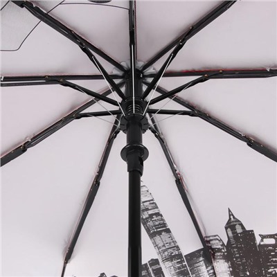 Зонт полуавтоматический «Город и бабочки», 3 сложения, 9 спиц, R = 49 см, цвет МИКС