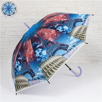 Зонт - трость полуавтоматический «Travel», 8 спиц, R = 51 см, цвет МИКС