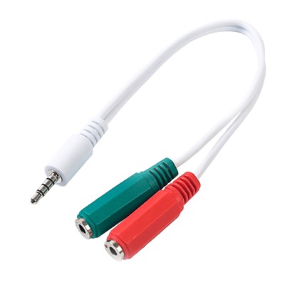 Кабель-переходник аудио Cablexpert CCA-417W,Jack3.5мм(4pin)(m)-2хJack(3pin)(f), 0.2 м, белый
