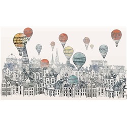 3D Фотообои «Воздушные шары над городом акварель»