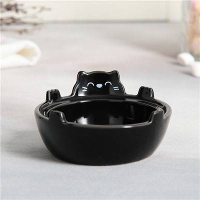 Чайная пара «Черный кот», кружка 150 мл, миска 10х3 см