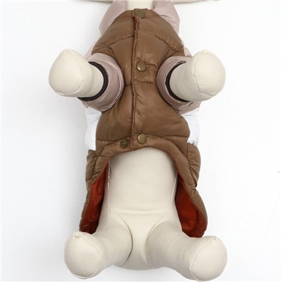 Куртка для собак с утяжкой размер 12 (ДС 28, ОГ 38, ОШ 27), бежево-коричневая