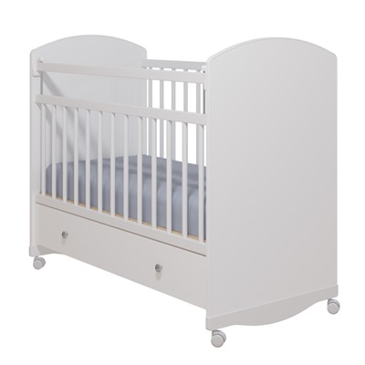 Кровать детская «Колибри-Классик 3» с ящиком, цвет белый, решетки белые