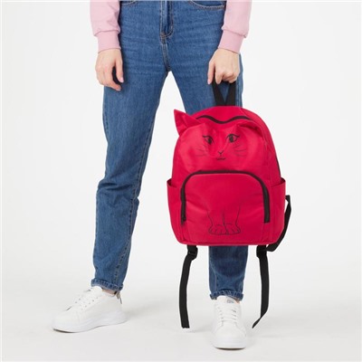 Рюкзак молодёжный, отдел на молнии, наружный карман, 2 боковых кармана, цвет красный