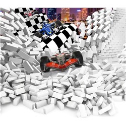 3D Фотообои «Формула-1 сквозь стену»