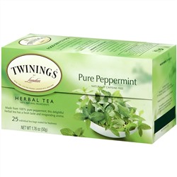 Twinings, Травяной чай, чистая перечная мята, без кофеина, 25 чайных пакетиков, 50 г (1,76 унции)