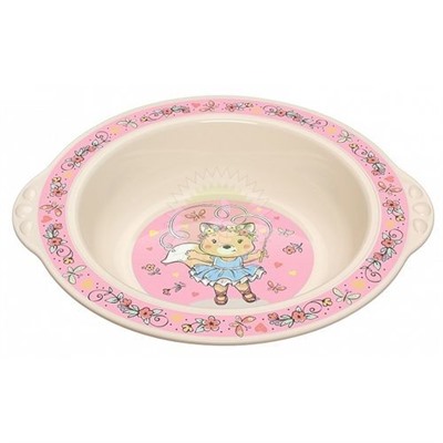 Тарелка детская глубокая с розов декор бежевый арт.4313065 Бытпласт