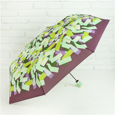 Зонт полуавтоматический «Абстракция», прорезиненная ручка, 3 сложения, 8 спиц, R = 50 см, цвет салатовый