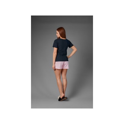 Женская пижама ЖП 034/1 (темно-синий+горох на розовом)