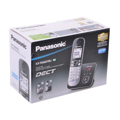 Радиотелефон Dect Panasonic KX-TG6821RUM серый металлик, автооветчик, АОН