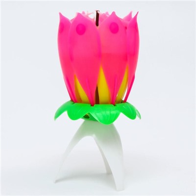 Свеча для торта музыкальная "Тюльпан", розовая, 12×5 см, Фея