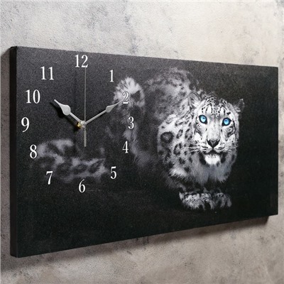 Часы-картина настенные, серия: Животный мир, "Леопард", 40 х 76 см, микс