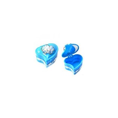 Шкатулка Сердце с зеркалом Цветок с жемчугом голубая 8,1х7,5х6,5см пластик SH