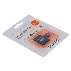 Карта памяти MicroSDHC Qumo, 8 GB, Сlass 6, с адаптером SD