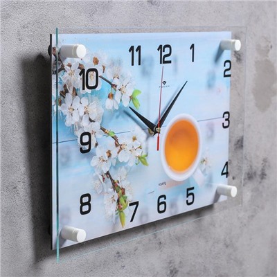Часы настенные "Чай с цветами" 25х35 см, АА, плавный ход