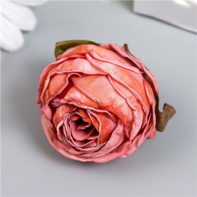 Бутон на ножке для декорирования "Пионовидная роза красно-оранжевая" 4х5 см