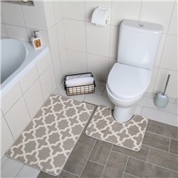 Набор ковриков для ванны и туалета Доляна «Трафарет», 2 шт: 40×50, 50×80 см, цвет бежевый