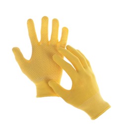 Перчатки, х/б, с нейлоновой нитью, с ПВХ точками, размер 9, жёлтые, «Точка»
