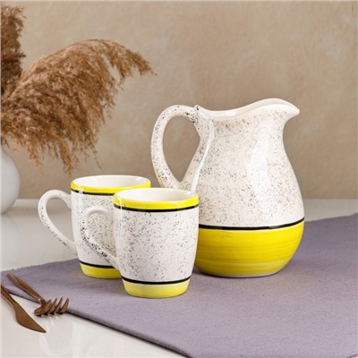 Набор посуды "Персия", керамика, желтый, 3 предмета: кувшин 1.5 л, кружки 350 мл, Иран