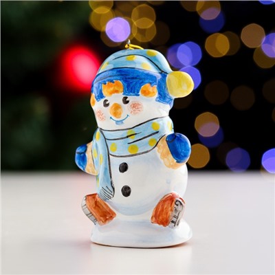 Сувенир "Снеговик на коньках", ярославская майолика, h=8 см