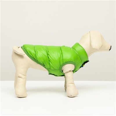Куртка для собак двухсторонняяс принтом, размер 14 (ДС 32 см, ОГ 42 см, ОШ 31 см), зелёная