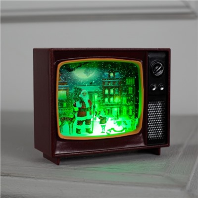 Светодиодная фигура «Телевизор с оленями» 10 × 8 × 4 см, пластик, батарейки CR2032х2, свечение мульти (RGB)
