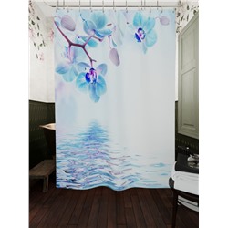 Фотоштора для ванной Голубые орхидеи у воды