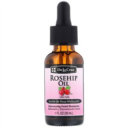 De La Cruz, Rosehip Oil, 100% Pure, Rejuvenating Facial Moisturizer, 1 fl oz (30 ml)