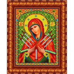 Ткань-схема для вышивания бисером и крестом "Божьей Матери Умягчение злых сердец" А4 (кби 4018)