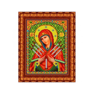 Ткань-схема для вышивания бисером и крестом "Божьей Матери Умягчение злых сердец" А4 (кби 4018)
