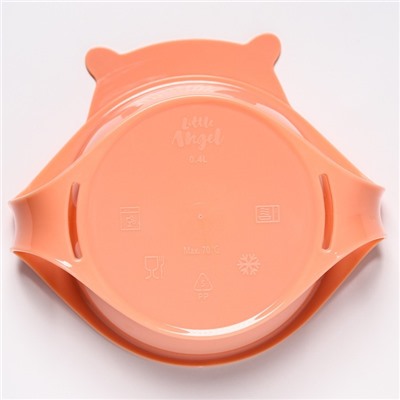 Детская тарелка Hello, Hippo! с крышкой, цвет карамельный