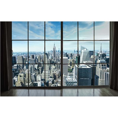 3D Фотообои «Вид из окна на современный город»