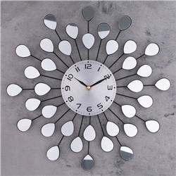 Часы настенные, серия:Ажур, "Зеркальные лепестки", плавный ход, d=10 см, 40 х 40 см