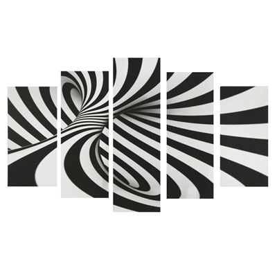 Картина модульная на подрамнике "3D зебра" 2-25х52, 2-25х66,5, 1-25х80, 80*140 см