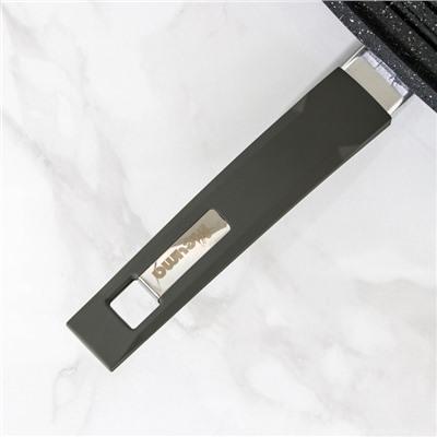 Сковорода-гриль квадратная «Гранит», 26×26 см, пластиковая ручка, стеклянная крышка, антипригарное покрытие, цвет серый