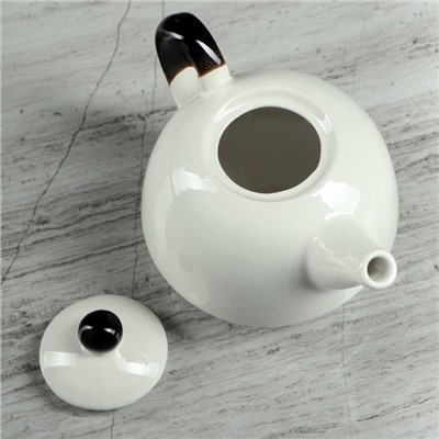 Чайник для заварки бело-коричневый глянец 0,25л