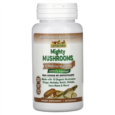 Country Farms, Mighty Mushrooms, Immune Support, 60 Capsules
