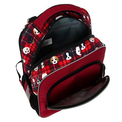 Рюкзак школьный эргономичная спинка Erich Krause ErgoLine, 39 х 28 х 14 см, Cute Dog, красный/чёрный