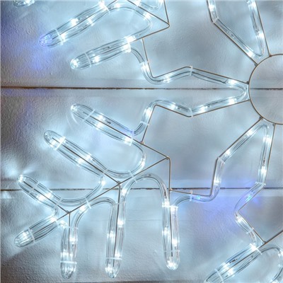 Светодиодная фигура «Снежинка», 85 см, дюралайт, 264 LED, 220 В, мерцание, свечение белый/синий