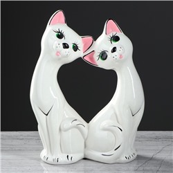 Копилка "Коты Влюблённая пара", белая глазурь, 28 см