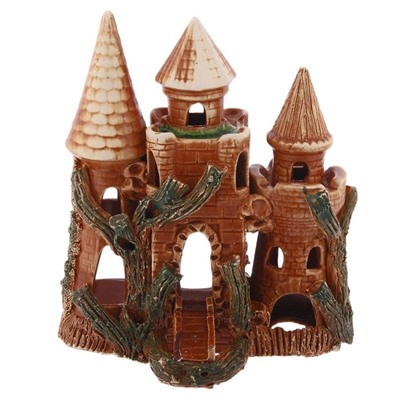 Декорации для аквариума "Замок с аркой" коричневый, микс