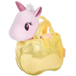 Крылатый единорог в золотистой сумке, Bondibon МИЛОТА, c ошейником и поводком, PAC, цвет розовый, 20