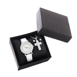 Подарочный набор 2 в 1 "Эдди": наручные часы, d=3 см, кулон, серьги