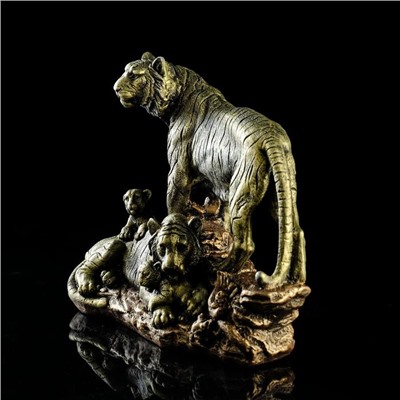 Статуэтка "Тигр семья", бронзовый цвет, 27 см