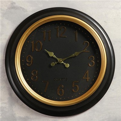 Часы настенные, серия: Классика, "Куала", чёрные с патиной, d=50 см, микс