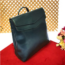 Лаконичный рюкзак-сумка Promo_Script из качественной натуральной кожи бирюзово-изумрудного цвета.