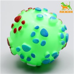Игрушка пищащая "Мяч Лапка"для собак, 6,5 см, зелёная