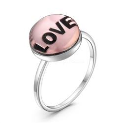 Кольцо из серебра с пл.розовым кварцем родированное - Love рк-141003р121